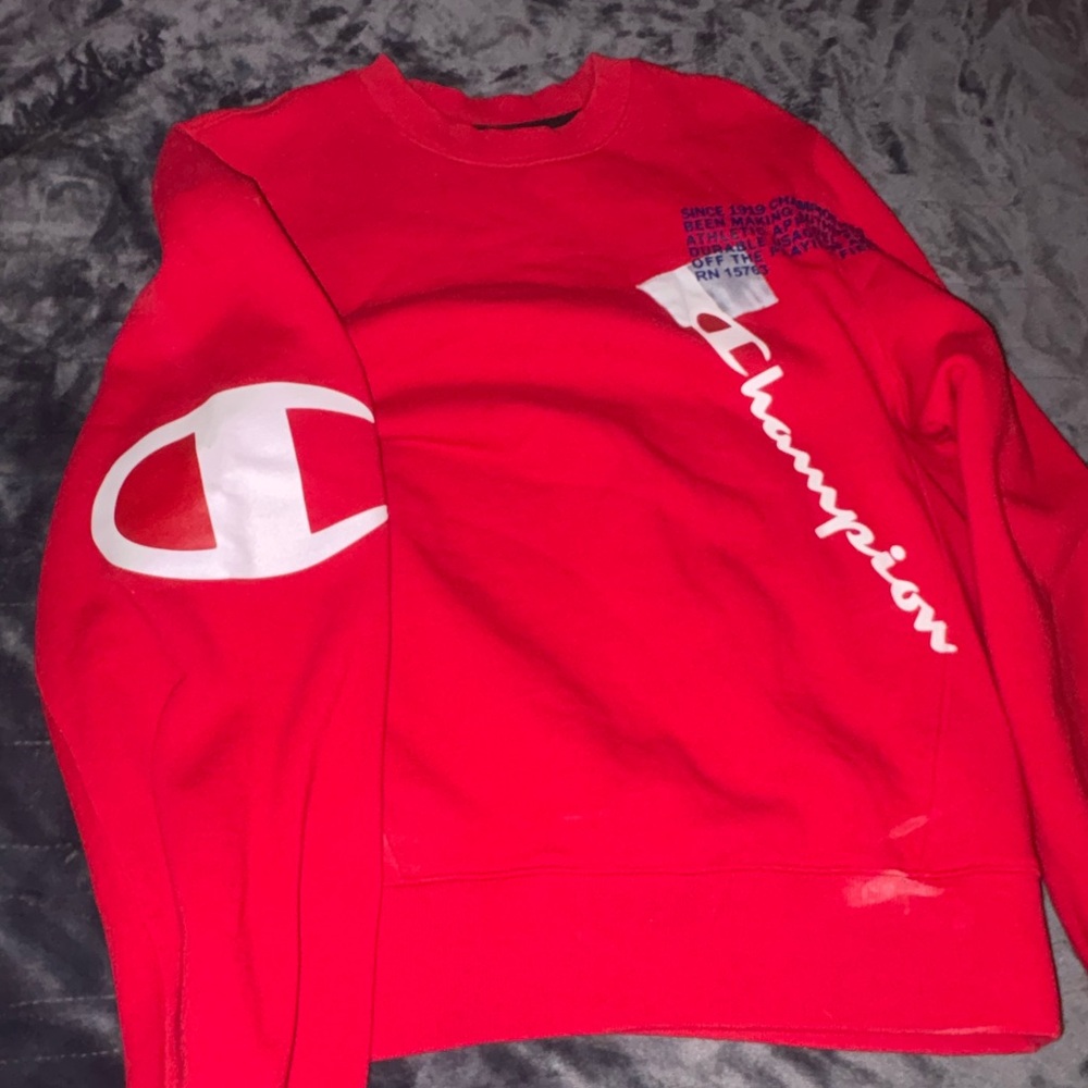 Champion Bold Red Crewneck Sweater $15
